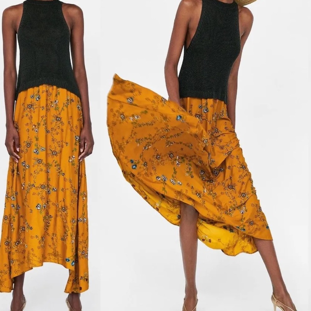 Zara embroidered halter neck dress